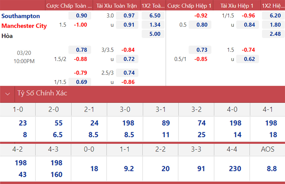 Southampton vs Man City