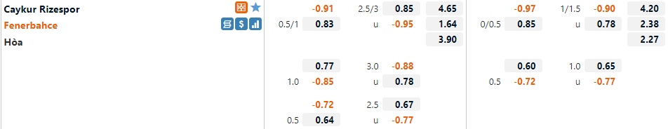 Tỷ lệ Rizespor vs Fenerbahce Tỷ lệ Rizespor vs Fenerbahce