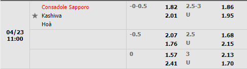 Consadole Sapporo vs Kashiwa Reysol