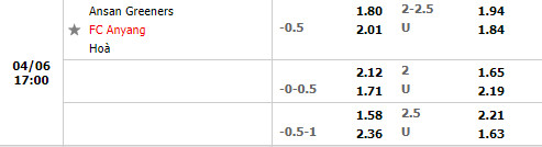 Ansan Greeners vs Anyang
