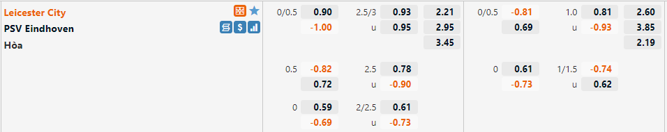 Leicester vs PSV Eindhoven