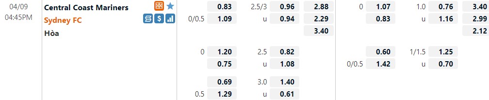 Central Coast Mariners vs Sydney FC