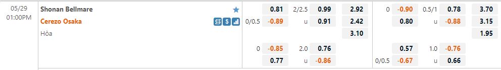 Shonan Bellmare vs Cerezo Osaka