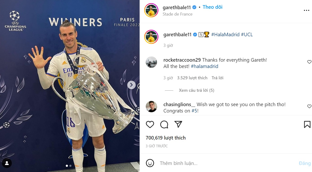 Bale lạnh nhạt với chiếc cúp Champions League  hình ảnh