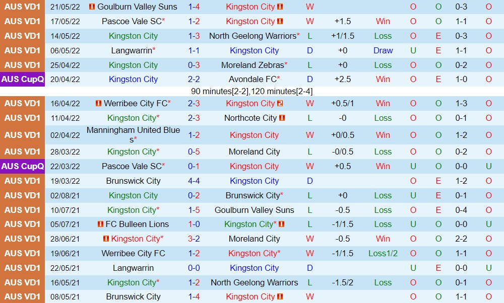 Kingston City vs Bulleen Lions