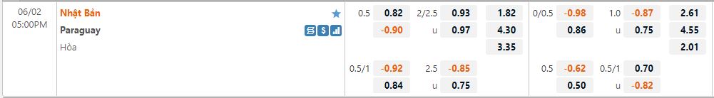 Nhật Bản vs Paraguay