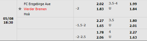 Erzgebirge Aue vs Bremen