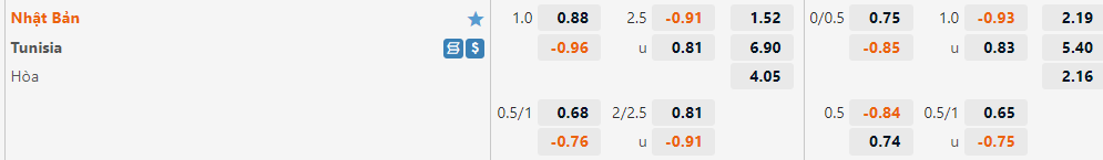 Nhật Bản vs Tunisia