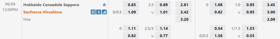 Consadole Sapporo vs Sanfrecce Hiroshima