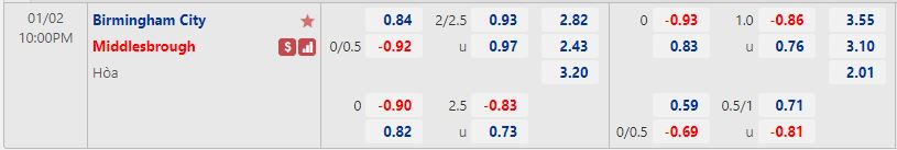 Birmingham vs Middlesbrough 