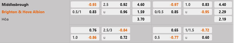 Middlesbrough vs Brighton