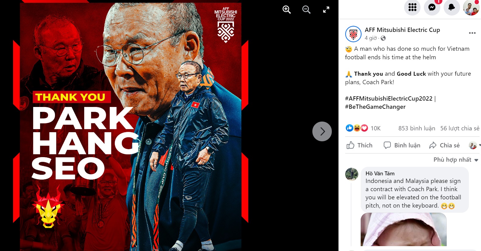 Trang chu AFF Cup tri an HLV Park Hang Seo