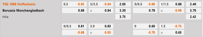 Hoffenheim vs Monchengladbach Hoffenheim vs Monchengladbach