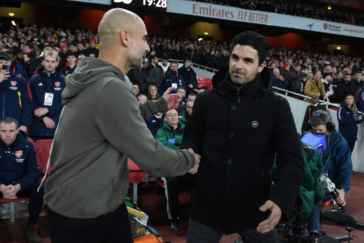 Mikel Arteta Pep Guardiola Arsenal vs Man City 16/2