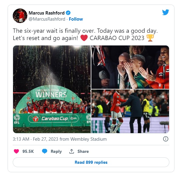 Dàn sao MU đồng loạt đăng tút sau chức vô địch Carabao Cup 2