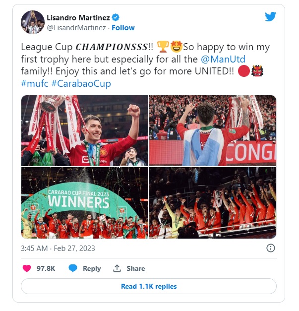 Dàn sao MU đồng loạt đăng tút sau chức vô địch Carabao Cup 4