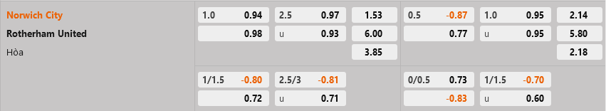 Norwich vs Rotherham