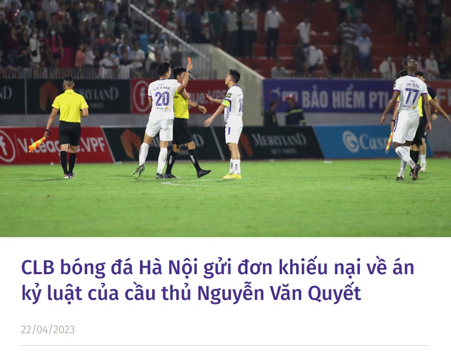 CLB Hà Nội chính thức gửi khiếu nại về án phạt của Văn Quyết 1
