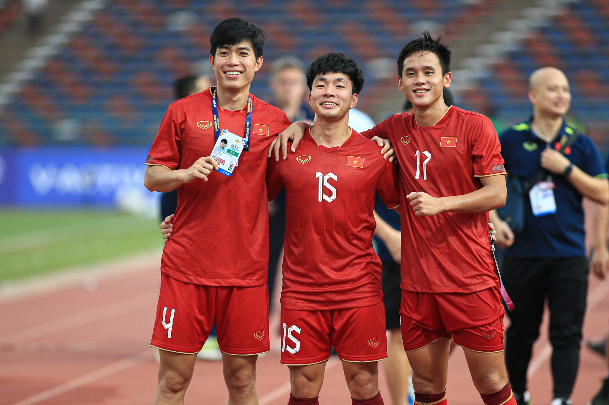 Cầu thủ U22 Việt Nam ăn mừng sau trận thắng U22 Myanmar SEA Games 32. Ảnh: TH Cau thu U22 Viet Nam an mung sau tran thang U22 Myanmar SEA Games 32. anh: TH
