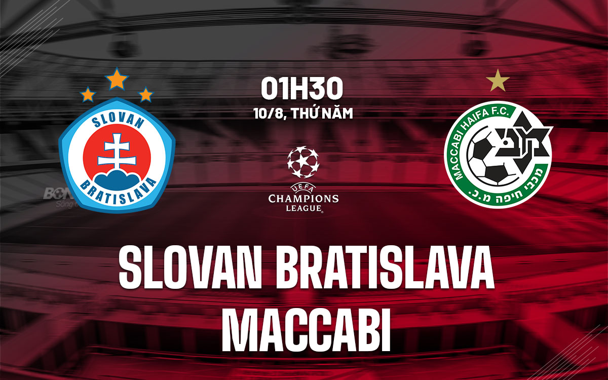 nhan dinh bong da soi keo Slovan Bratislava vs Maccabi Haifa cup c1 champions league hom nay