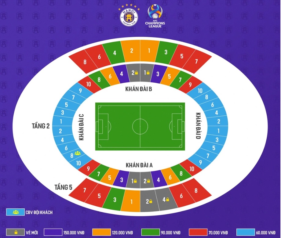 Vé xem CLB Hà Nội thi đấu tại AFC Champions League Thấp nhất 60 nghìn đồng 1