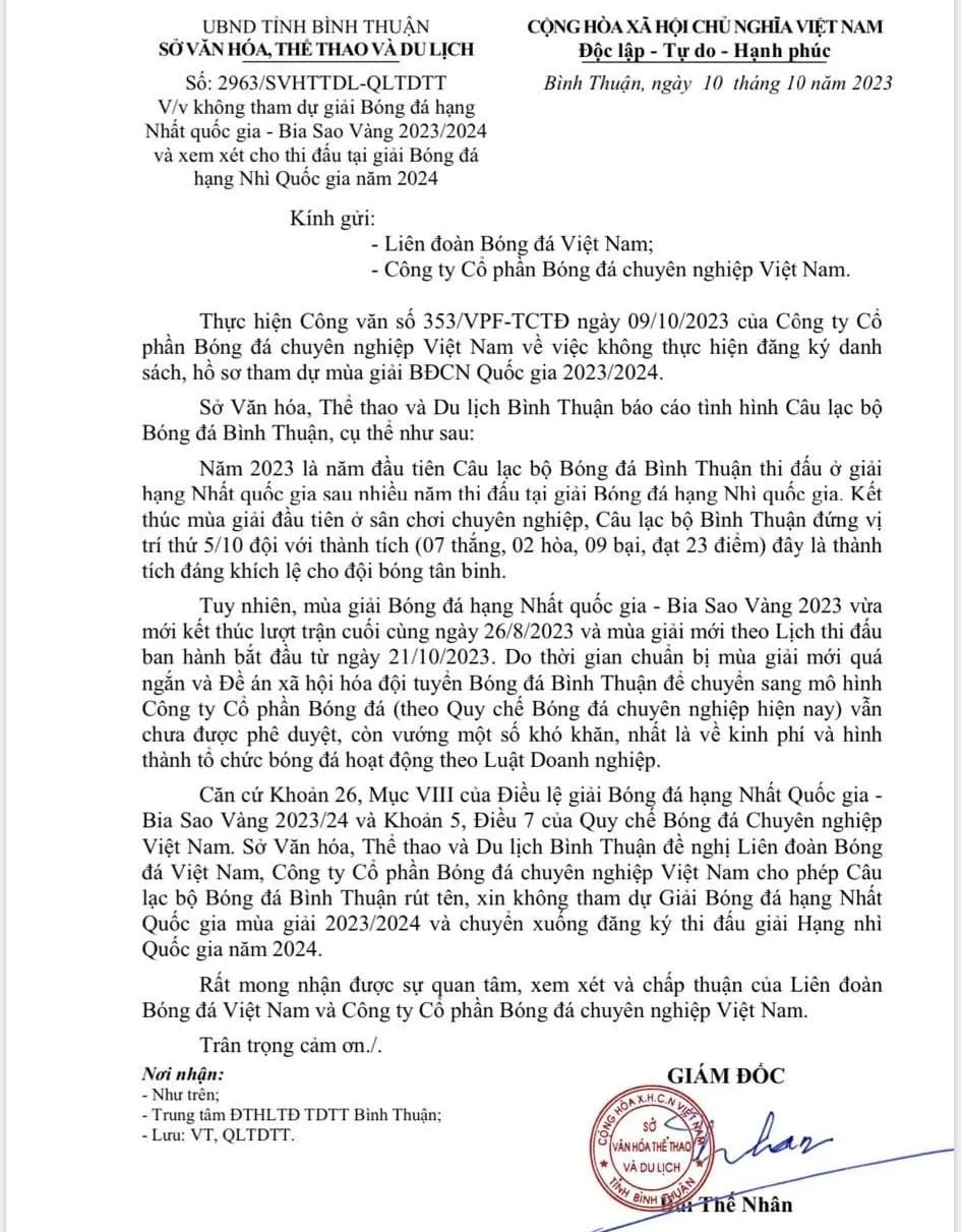 Giải hạng Nhất quốc gia chỉ còn 11 đội bóng sau khi một CLB bất ngờ xin xuống đá hạng Nhì 1 Giải hạng Nhất quốc gia chỉ còn 11 đội bóng sau khi một CLB bất ngờ xin xuống đá hạng Nhì 1