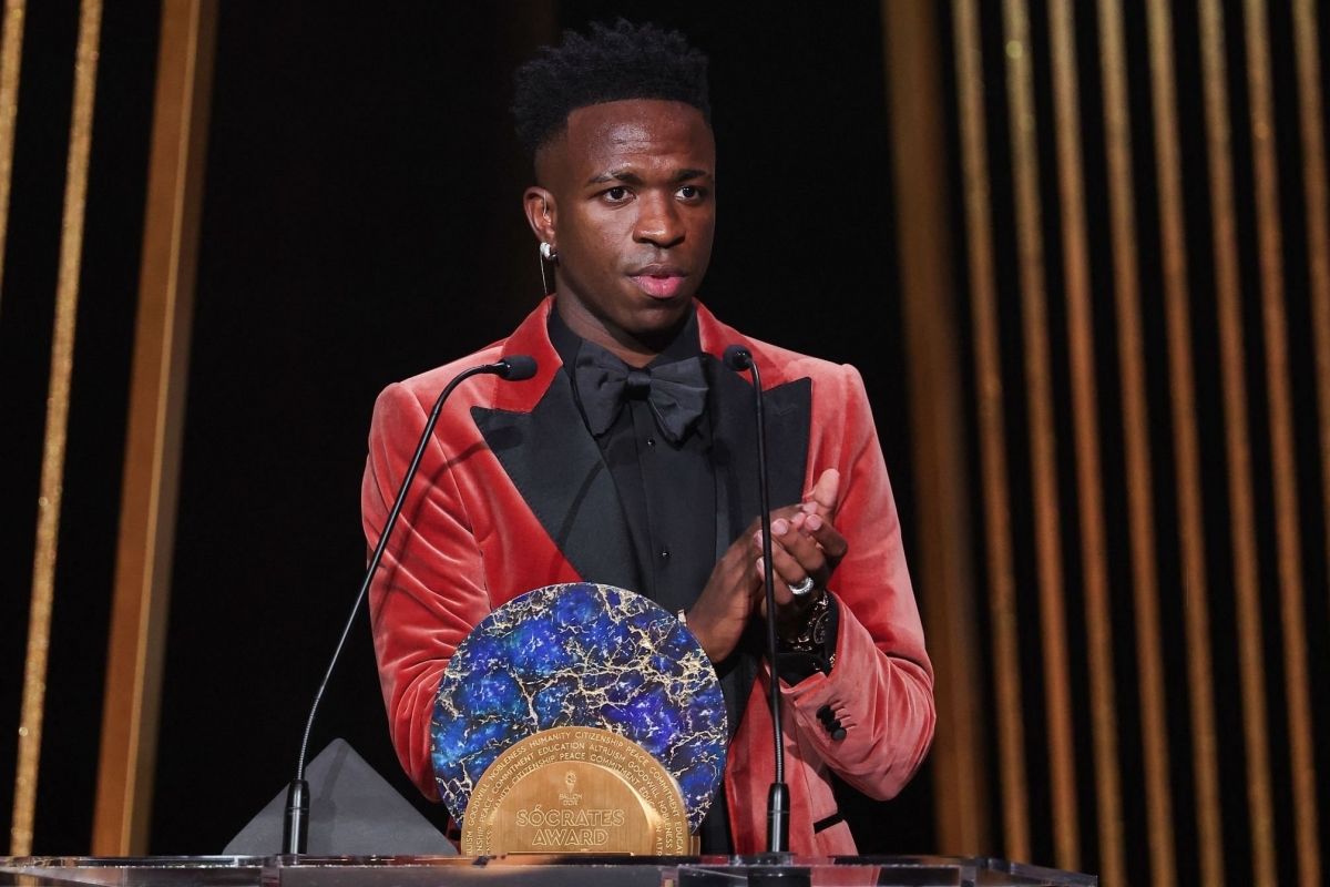 Vinicius trong le trao giai Qua bong vang 2023