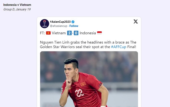 AFC chỉ ra 5 trận cầu đinh ở vòng bảng Asian Cup 2023 Có tuyển Việt Nam 1 AFC chỉ ra 5 trận cầu đinh ở vòng bảng Asian Cup 2023 Có tuyển Việt Nam 1