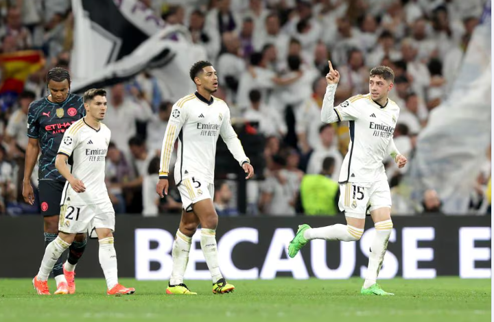 This goal by Federico Valverde helped Real to score 3-3 against Man City. This is also the final result of the first round. 