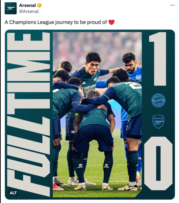 CĐV tức giận với phản ứng của Arsenal sau khi dừng bước ở Champions League 1 CĐV tức giận với phản ứng của Arsenal sau khi dừng bước ở Champions League 1