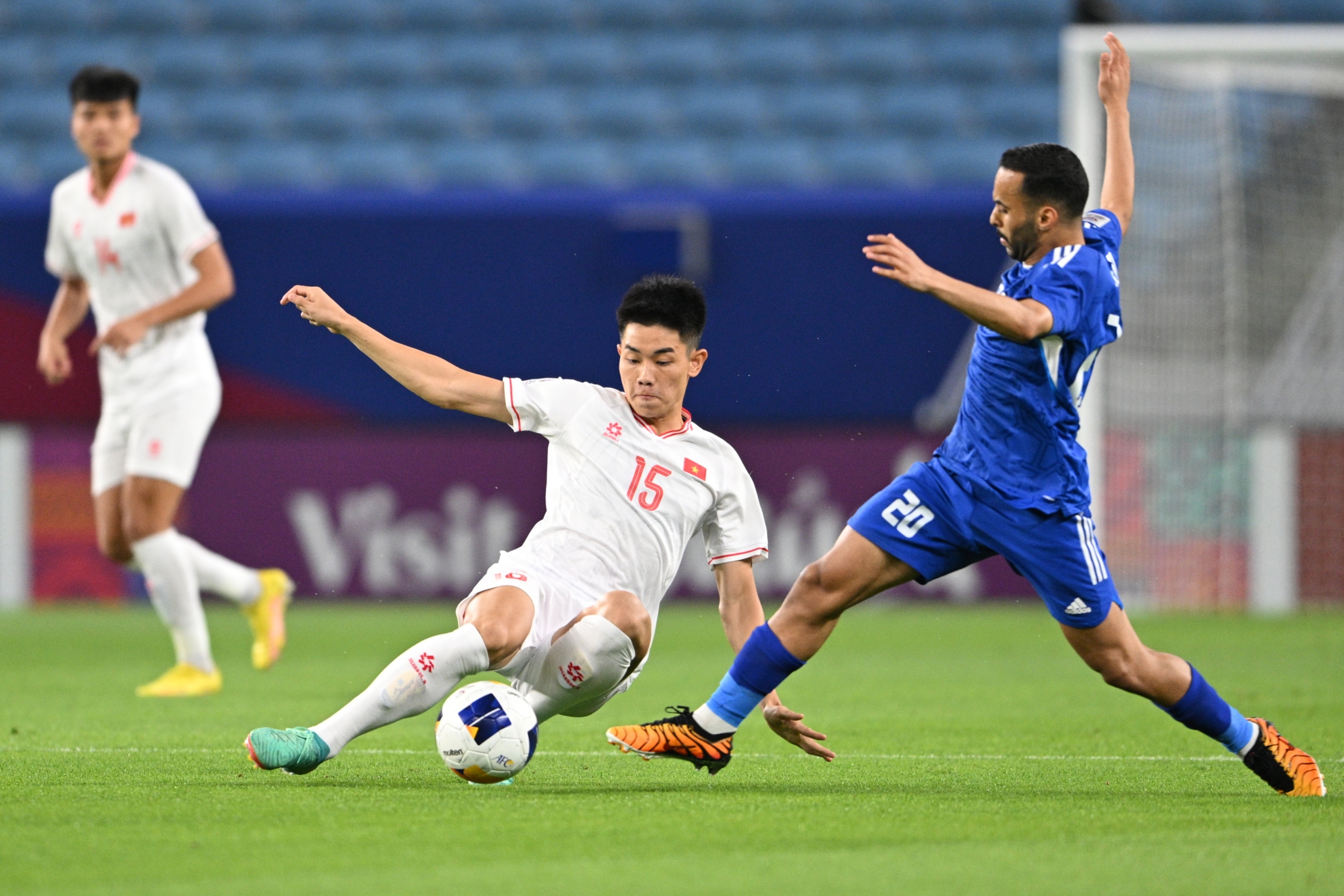 dinh Bac U23 Viet Nam vs U23 Kuwait. anh: AFC
