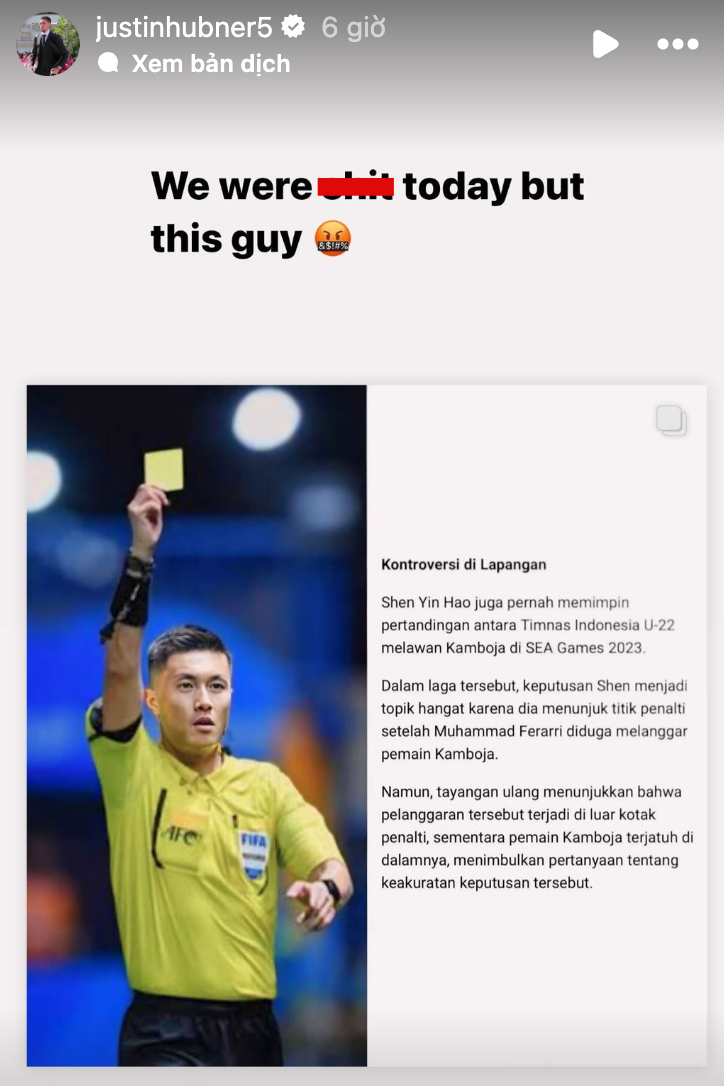 Phản ứng sốc của sao Indonesia về trọng tài 1 Phản ứng sốc của sao Indonesia về trọng tài 1