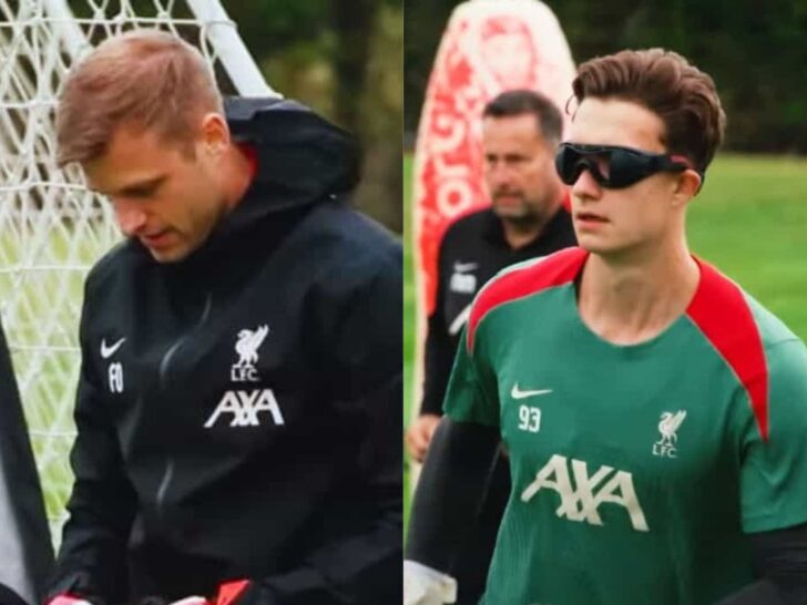 Arne Slot tiếp bước Jurgen Klopp Thủ môn Liverpool đeo kính đen và tai nghe chống ồn khi tập luyện 2