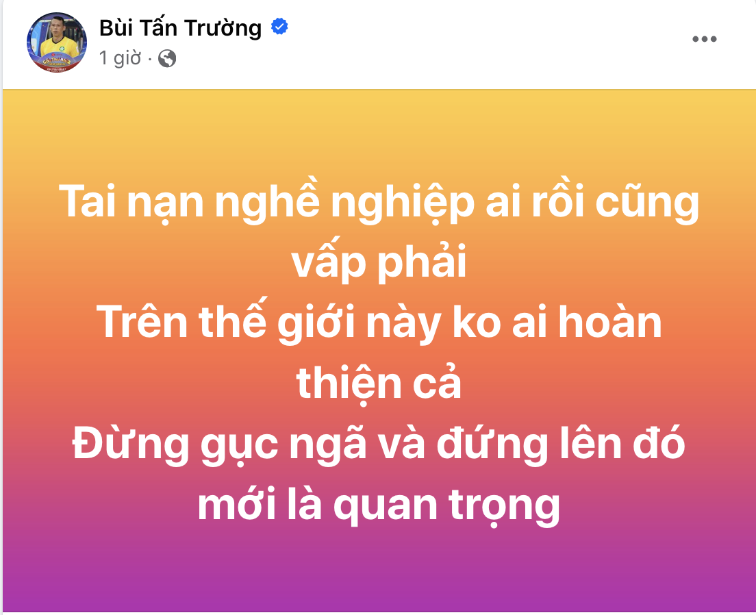 Bài đăng của thủ môn Bùi Tấn Trường Bai dang cua thu mon Bui Tan Truong