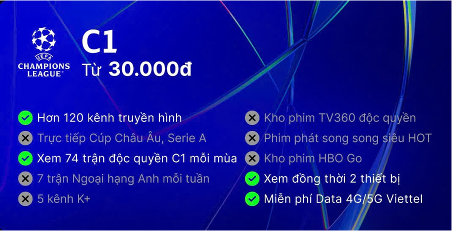 Đại tiệc Champion League trở lại trên TV360 cùng hệ gói cước mới siêu hấp dẫn 2 Đại tiệc Champion League trở lại trên TV360 cùng hệ gói cước mới siêu hấp dẫn 2