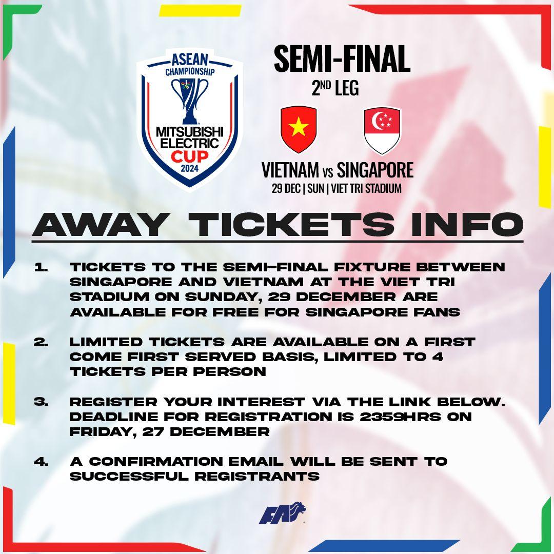 CĐV Singapore nhận vé miễn phí trận bán kết lượt trên sân Việt Trì 1