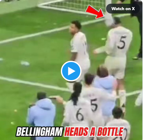 Phản ứng khó tin của Jude Bellingham khi bị CĐV Atletico ném chai vào đầu 1