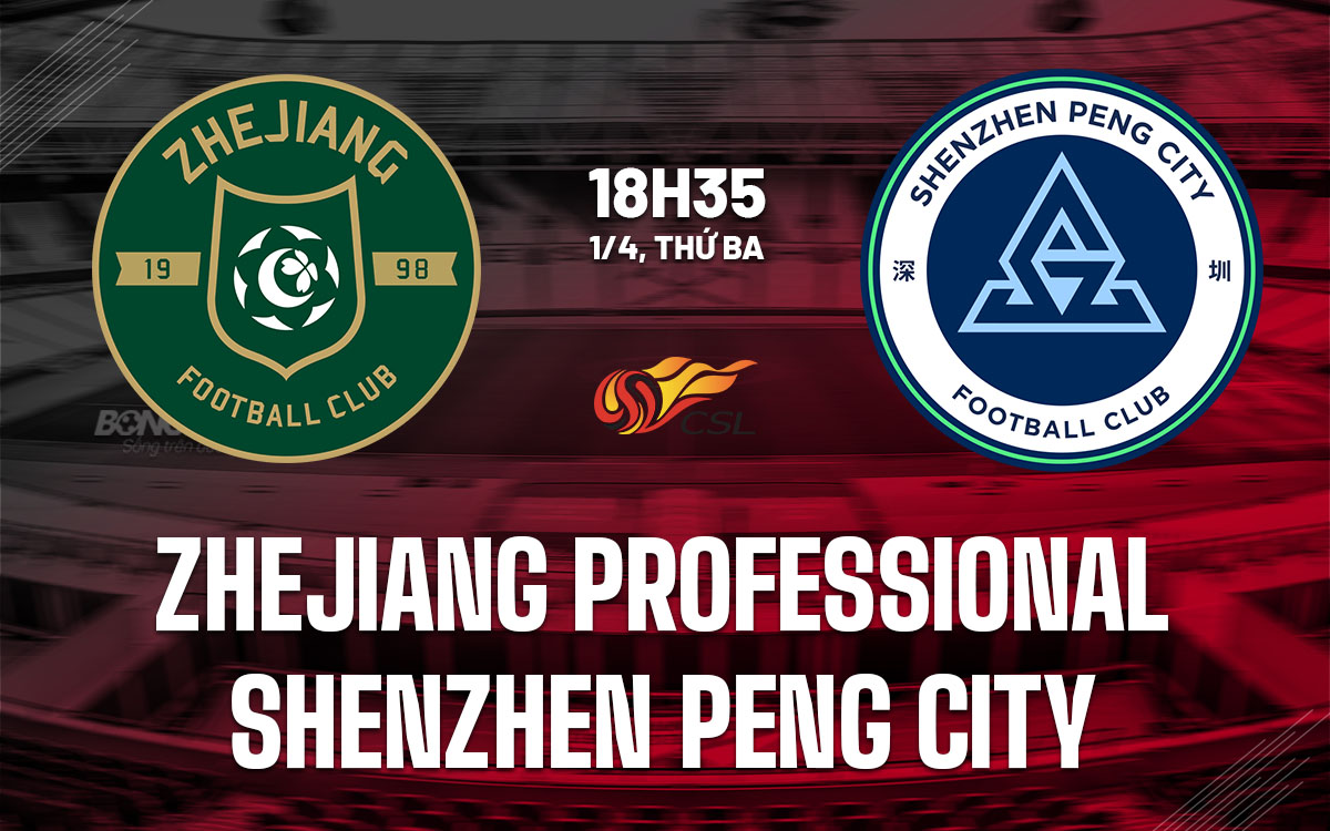 nhan dinh bong da du doan Zhejiang Professional vs Shenzhen Peng City vdqg trung quoc hom nay