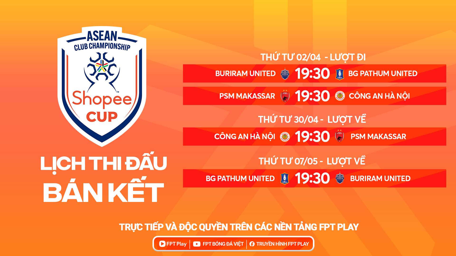 Lich ban ket Shopee Cup