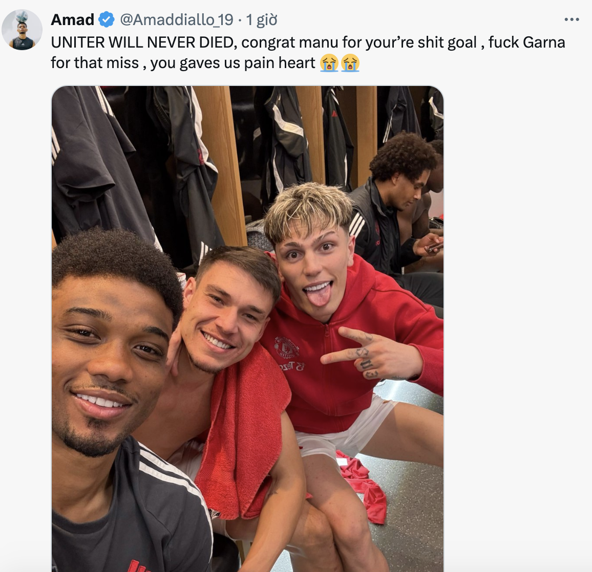 Garnacho bị đồng đội trách mắng sau trận thắng Lyon 1