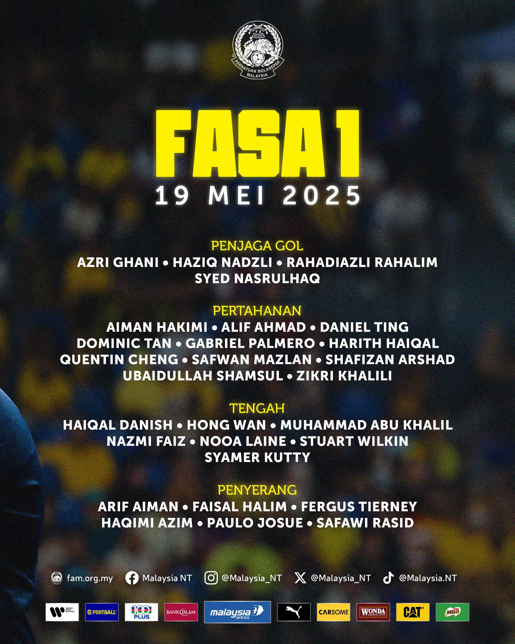 dT Malaysia trieu tap chuan bi cho FIFA Days thang 6