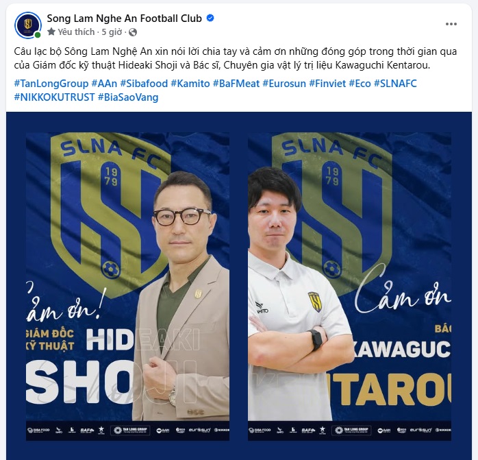 SLNA chia tay bộ đôi chuyên gia Nhật Bản giữa tin đồn nhà tài trợ rút lui 1