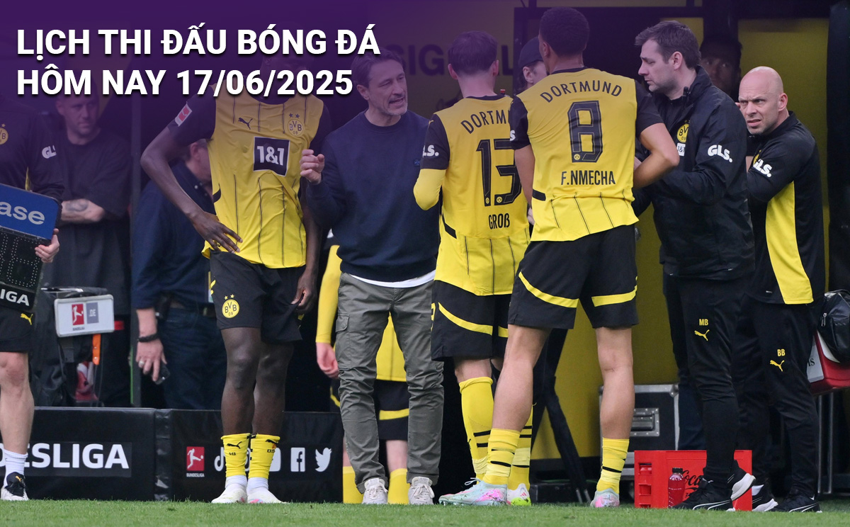 Lịch thi đấu bóng đá hôm nay 17/6/2025