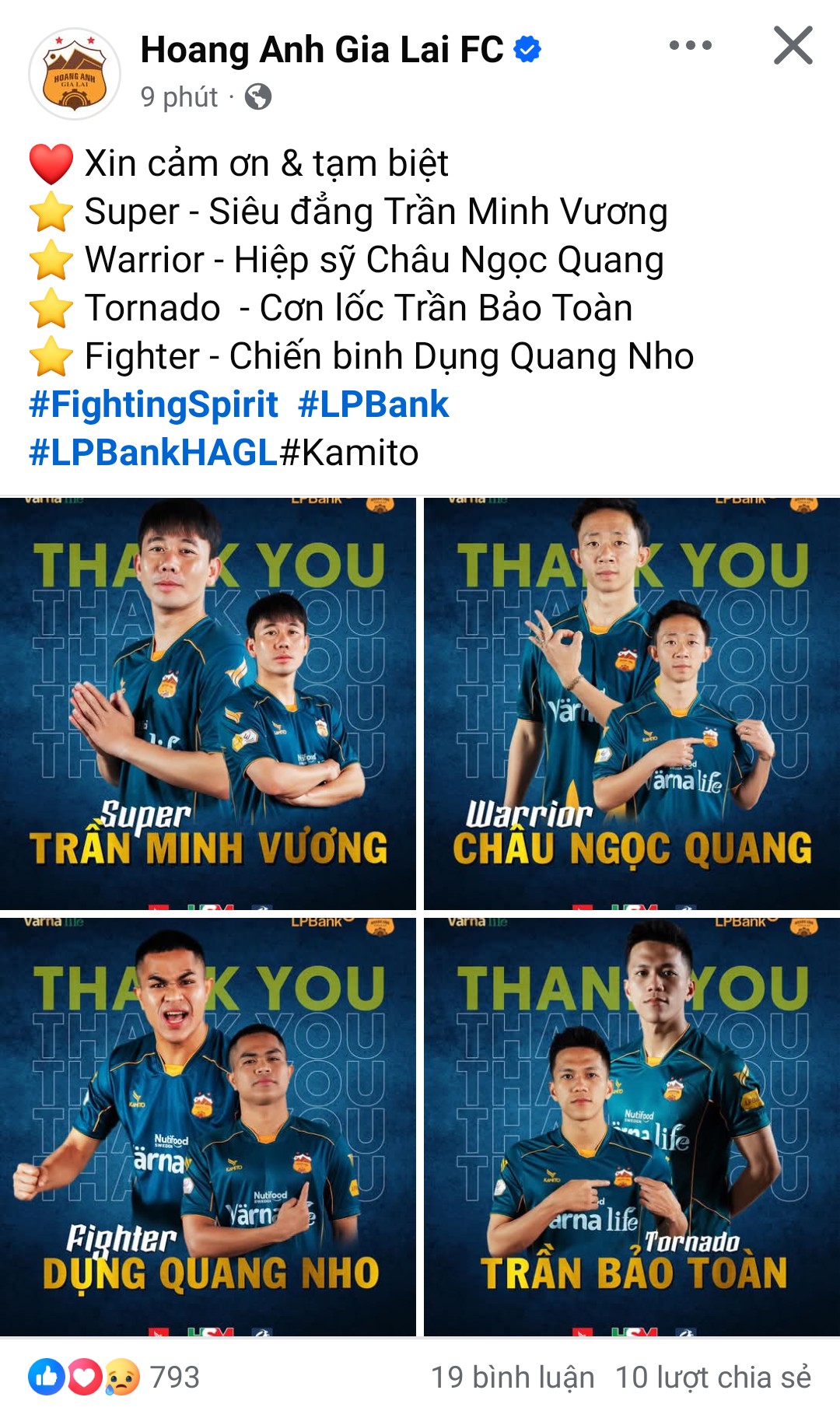 CLB HAGL chính thức nói lời chia tay Minh Vương, Ngọc Quang, Quang Nho 1