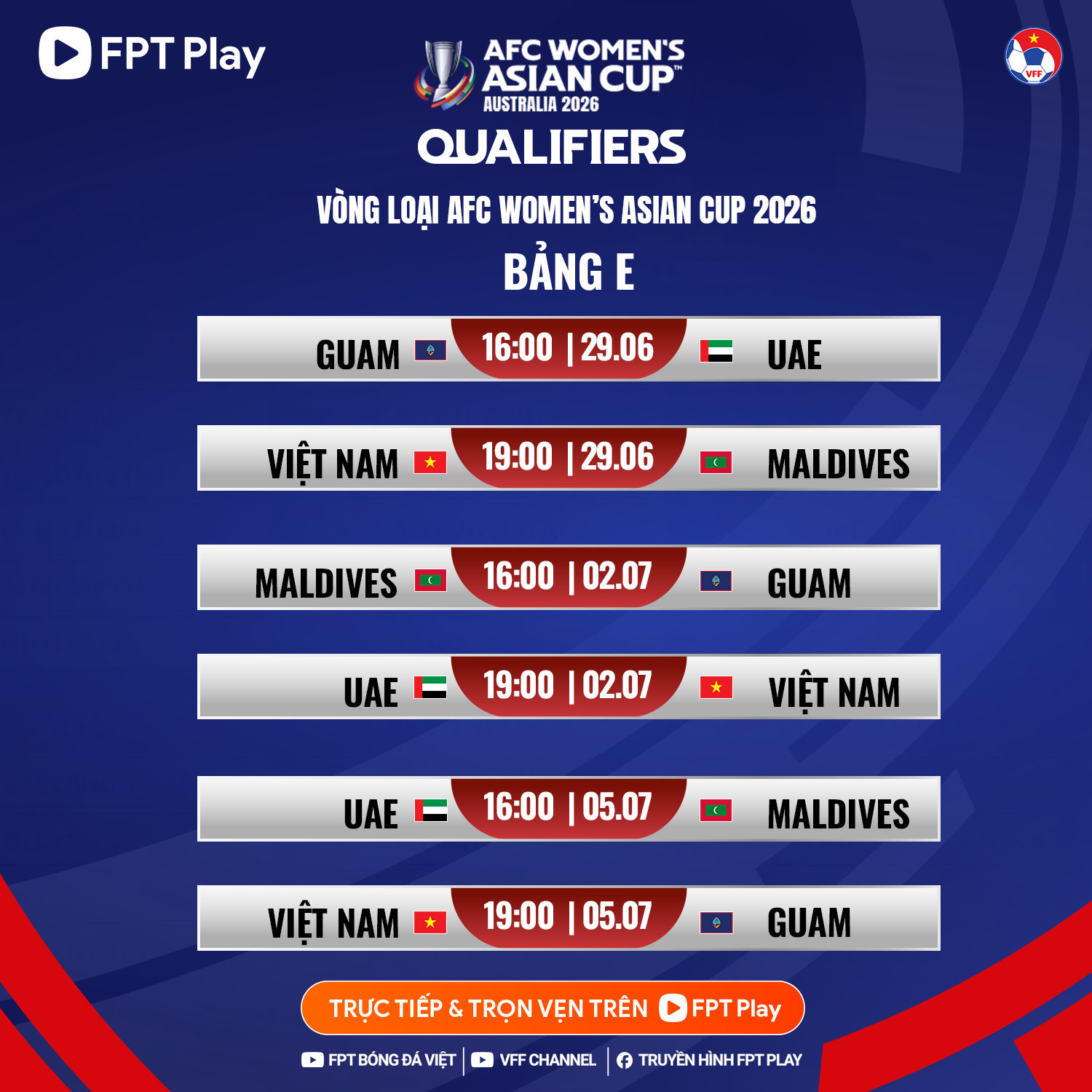 Lịch thi đấu của ĐT nữ Việt Nam tại vòng loại Asian Cup nữ 2026 1