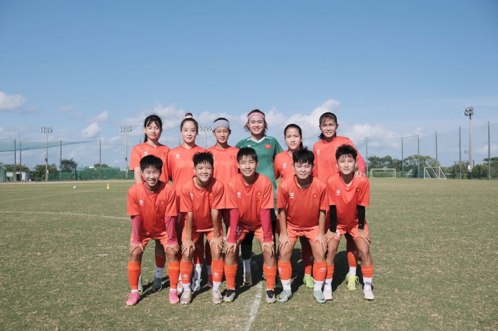 doi hinh xuat phat cua U20 nu Viet Nam trong tran dau giao huu voi doi bong truong dai hoc cong nghiep Shizuoka Sangyo