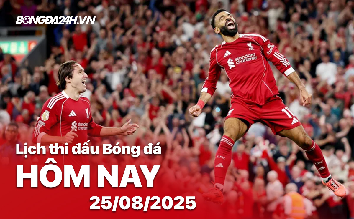 Lịch thi đấu bóng đá hôm nay 25/8/2025