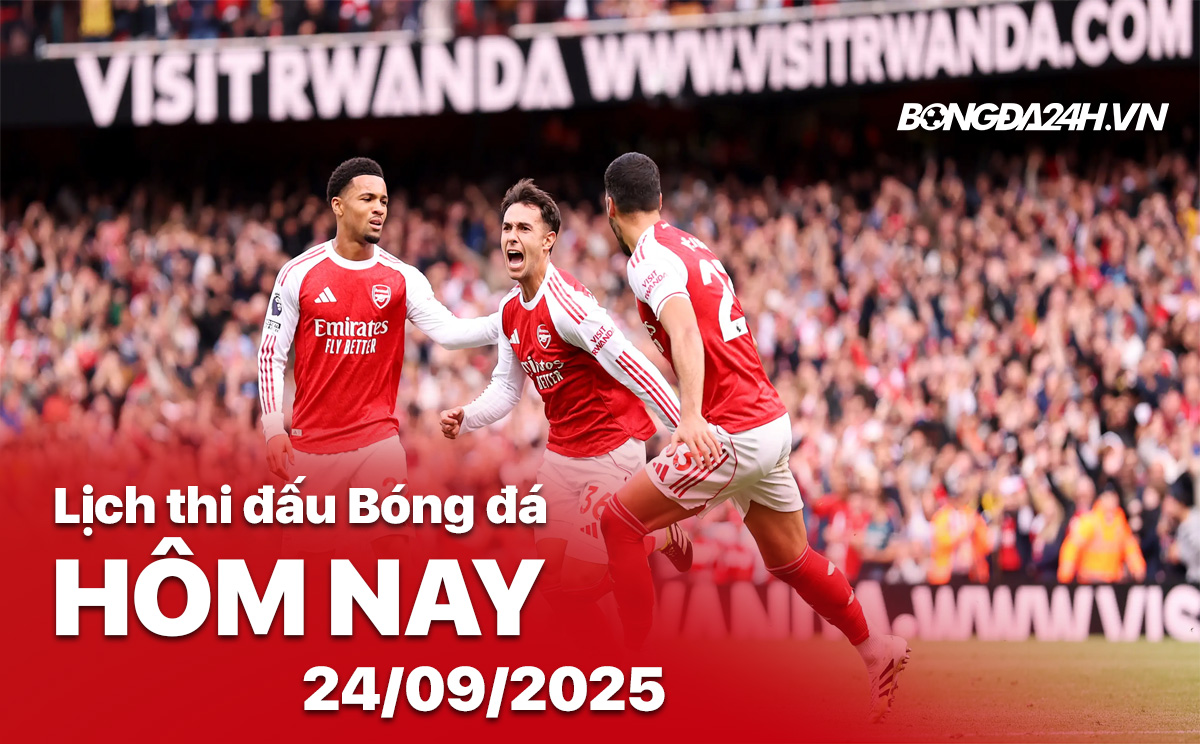 Lịch thi đấu bóng đá hôm nay 24/9/2025