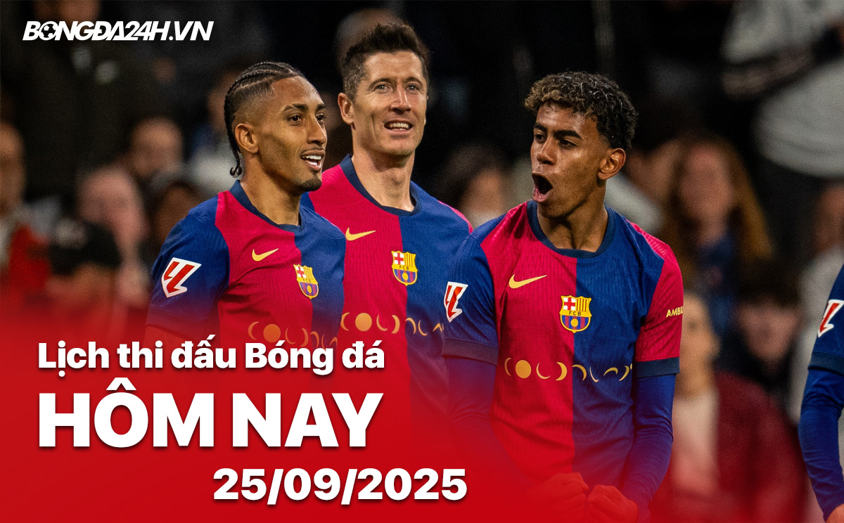 Lịch thi đấu bóng đá hôm nay 25/9/2025