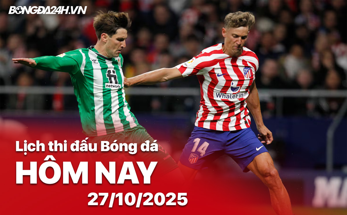 Lịch thi đấu bóng đá hôm nay 27/10/2025